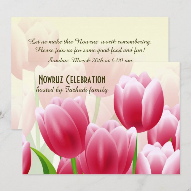 Nowruz Mubarak Invitations du Nouvel An Perse (Devant / Derrière)