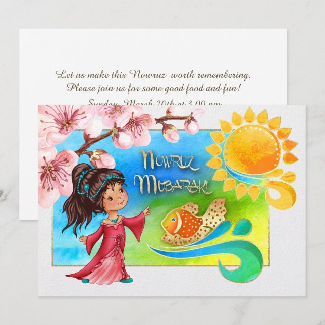 Nowruz Mubarak Invitations du Nouvel An Perse (Devant / Derrière)