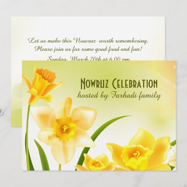 Nowruz Mubarak Persian New Year Party Invitations (Front/Back)