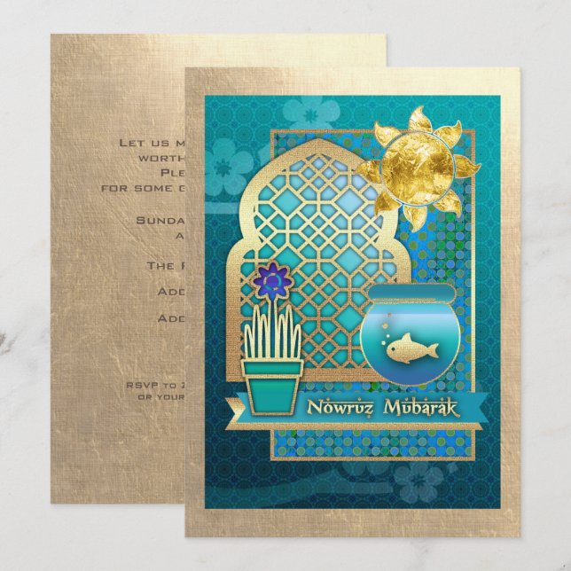Nowruz Mubarak Persian New Year Party Invitations (Front/Back)