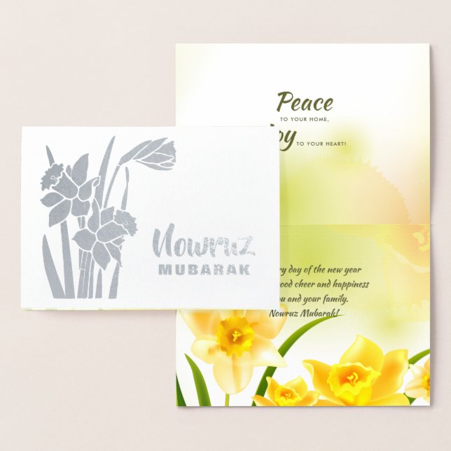 Nowruz Mubarak. Spring Daffodils Persian New Year  Foil Card (Display)