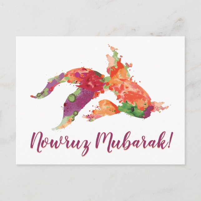 nowruz mubarak watercolor goldfish postcard (Front)