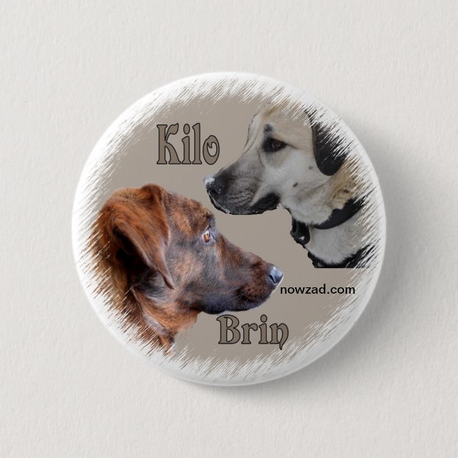 Nowzad Rescue Dogs Brin & Kilo Badge 2 Inch Round Button (Front)