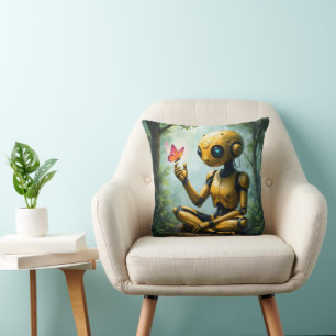 Nox Finds Wonder,A Curious Robot's First Butterfly Throw Pillow