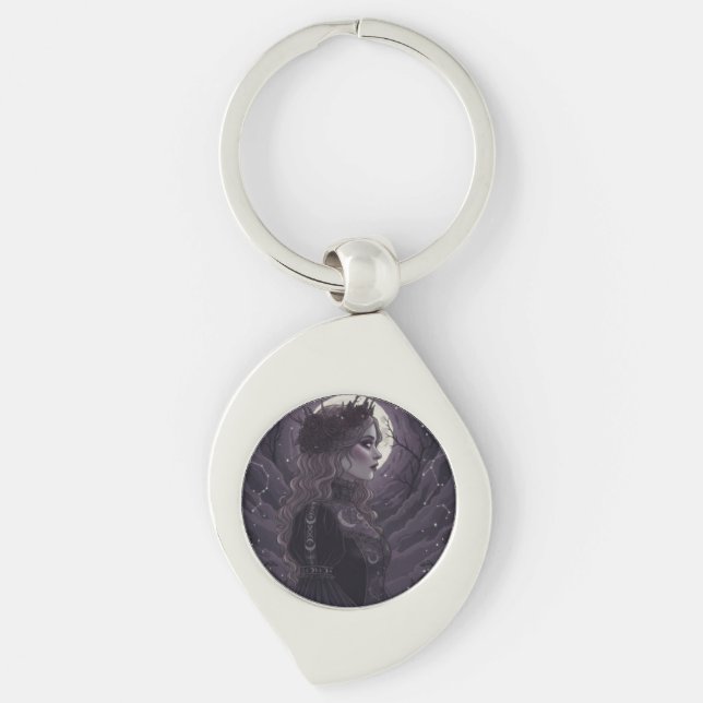 NOX FLORESCENS - Dark Gothic Queen of Roses and St Keychain (Front)