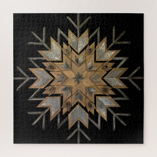 Noyer de puzzle avec acier gravé et fût de neige (Vertical)