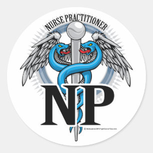NP Blue Caduceus Classic Round Sticker