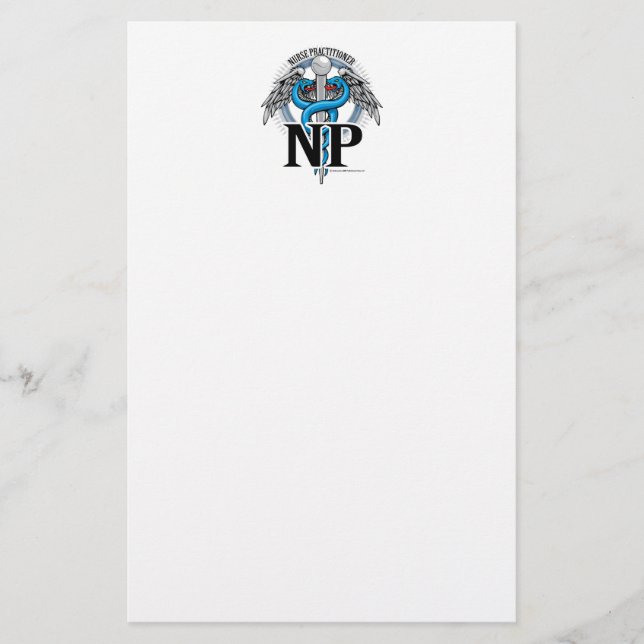 NP Blue Caduceus Stationery (Front)