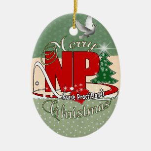 NP CHRISTMAS Nurse Practitioner Ceramic Ornament