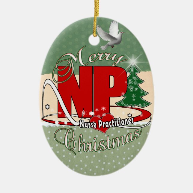 NP CHRISTMAS Nurse Practitioner Ceramic Ornament (Front)