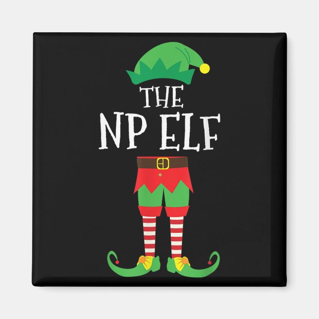 Np Nurse Practitioner Elf Matching Christmas Party Magnet (Front)