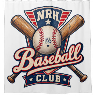 NRH Baseball Club 1952 Vintage Baseball Shower Cur