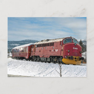 NSB Diesel NOHAB Di3-642 arriving Røros Postcard