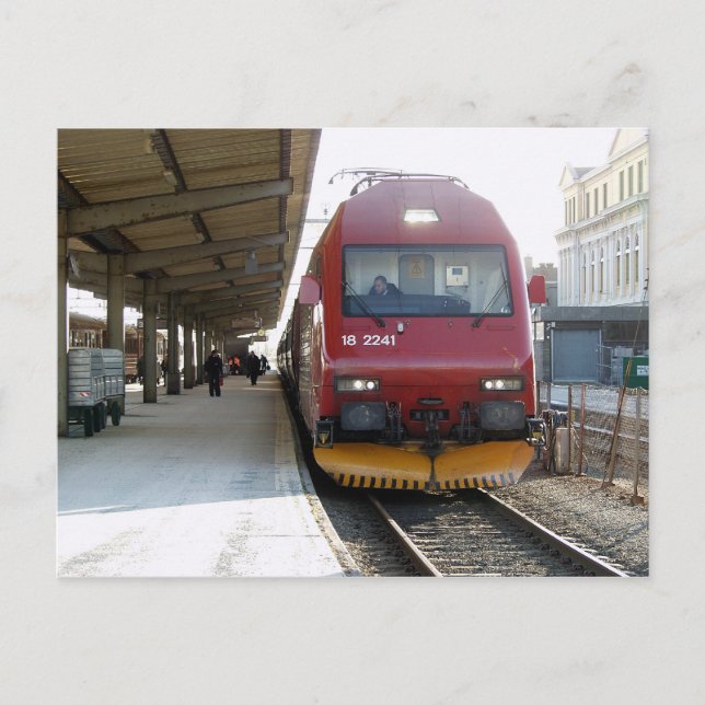 NSB Electric locomotiveEl 18 at Trondheim Central Postcard (Front)