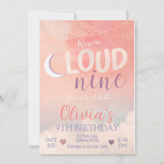 Nuage 9 Invitation d'anniversaire 9e Invitation d'