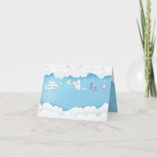 Nuage avec jouet sur la carte de douche bébé ciel