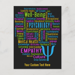 Nuage de mots de PSYCHOLOGIE carte postale personn