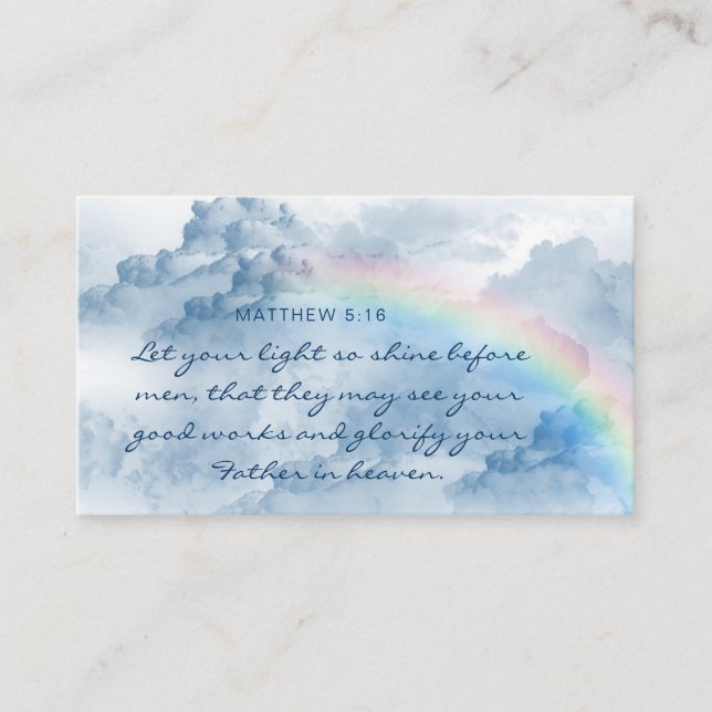 Nuages avec Carte de visite d'écriture arc-en-ciel (Devant)