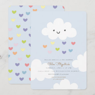 Nuages Baby shower Invitation Bleu