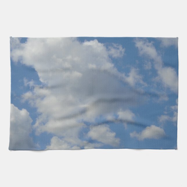 Nuages blancs/gris et serviette de cuisine Sky Blu (Horizontal)