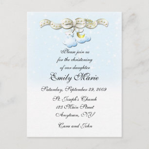 Nuages Bleu Christening Invitation