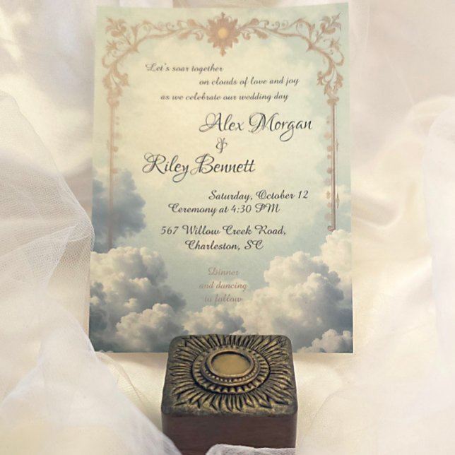 Nuages d'amour Vintage Mariage Invitation (Créateur téléchargé)