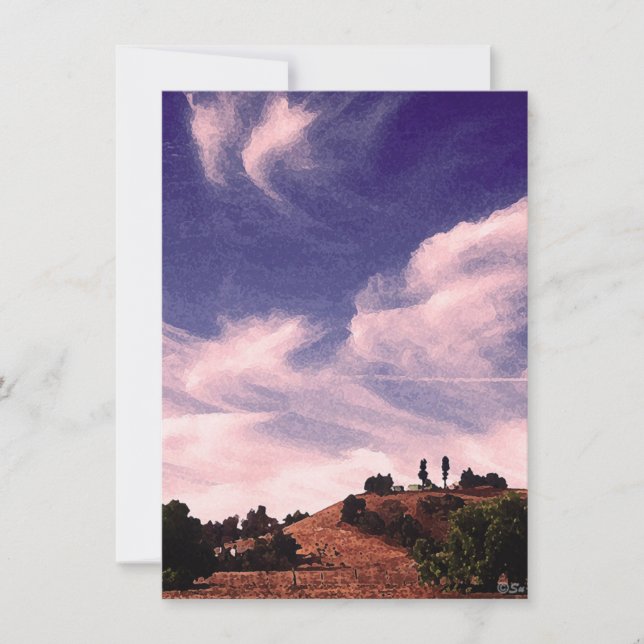 Nuages d'anges sur carte de voeux haute (Devant)