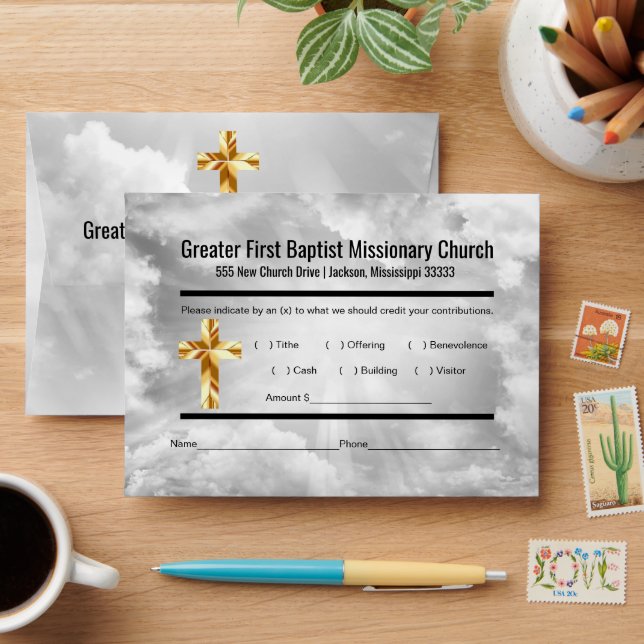 Nuages Église moderne Tithe Enveloppe (Desk)