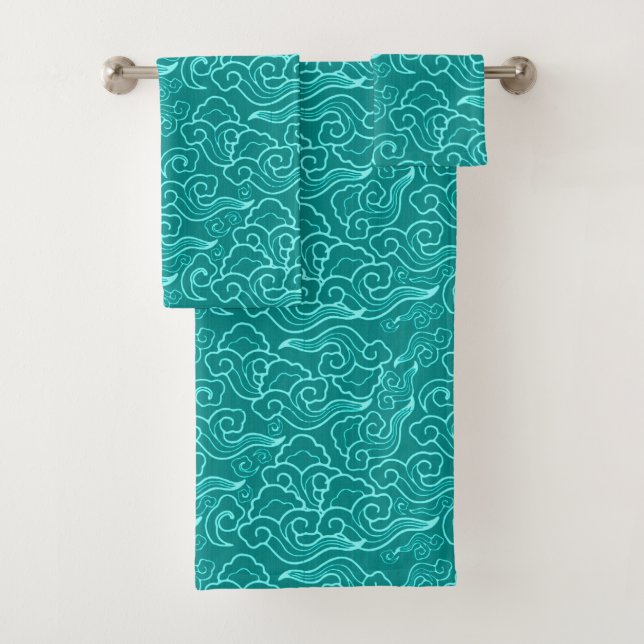 Nuages japonais vintages, Turquoise et Aqua (En situation)