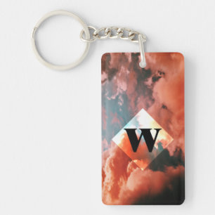 Nuages roses Monogramme lettre majuscule W