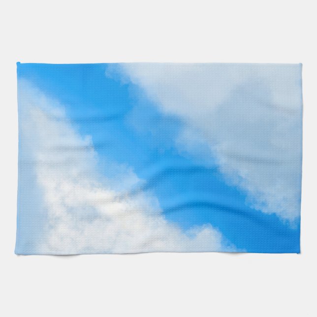 Nuages - Serviette de cuisine bleue (Horizontal)