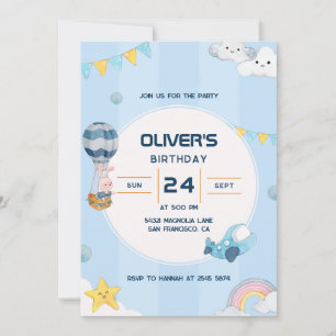 Nuages souriants Arc-en-ciel Invitation d'annivers