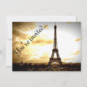 Nuages sur Paris Vintage Look Invitations plats