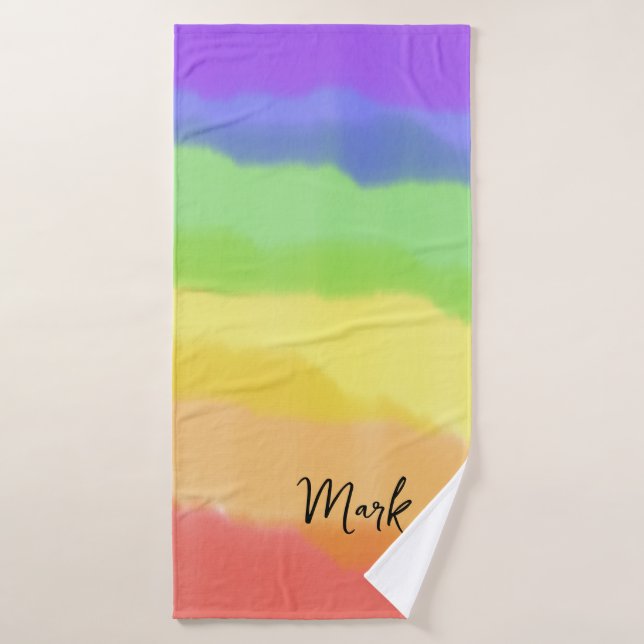 Nuances d'aquarelle sous le drapeau arc-en-ciel PR (Serviette de bain)