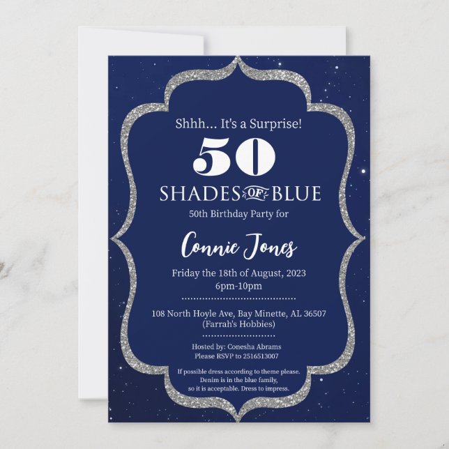 Nuances de bleu Invitation d'anniversaire (Devant)