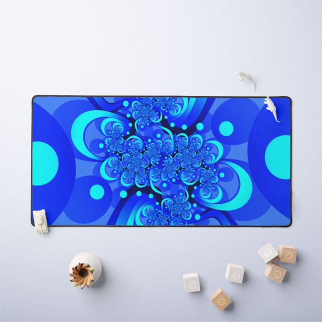Nuances de bleu moderne art fractal Abstrait (Tableau pour enfants)