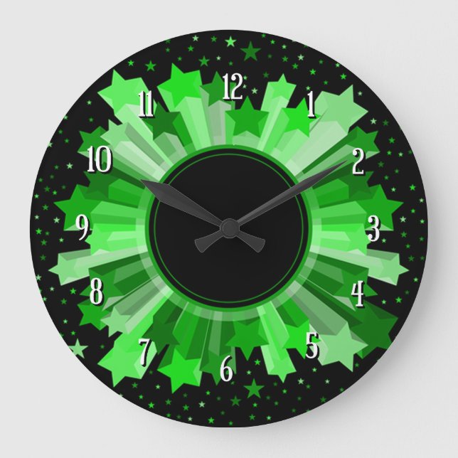 Nuances De Green Starburst Mur Horloge (Recto)
