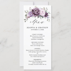 Nuances de pourpre foncé fleuris Floral Carte menu