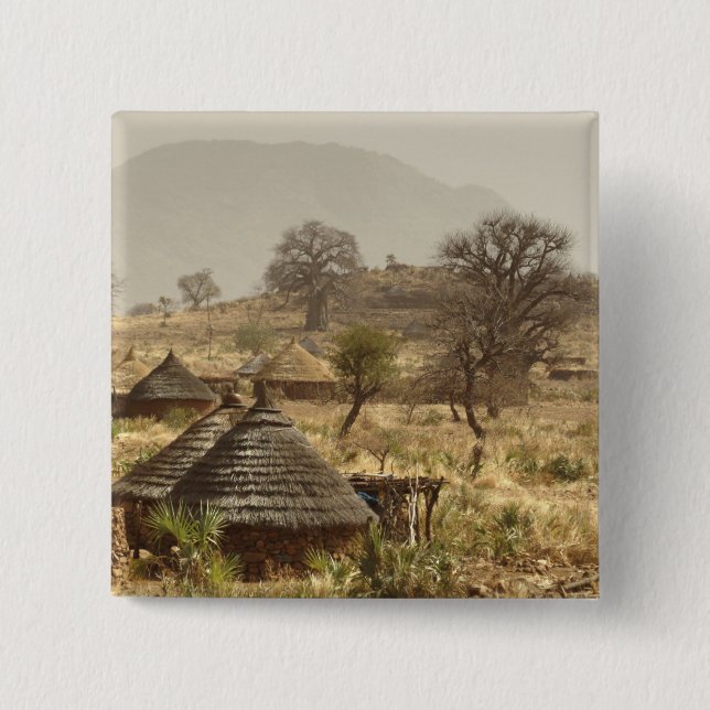 Nuba Mountains, Nugera village 2 Inch Square Button (Front)