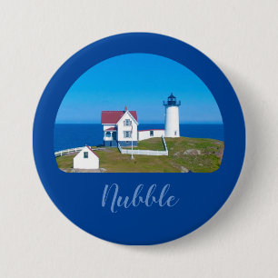 Nubble Light Blue Horizon Maine Lighthouse 3 Inch Round Button