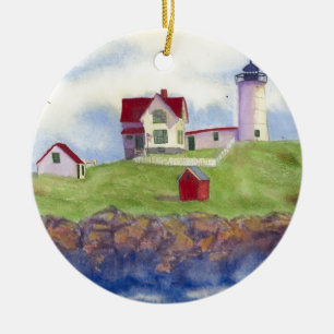 Nubble Light House York Maine Ceramic Ornament