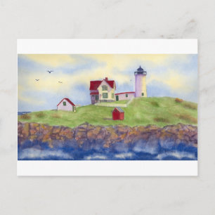 Nubble Light House York Maine Postcard