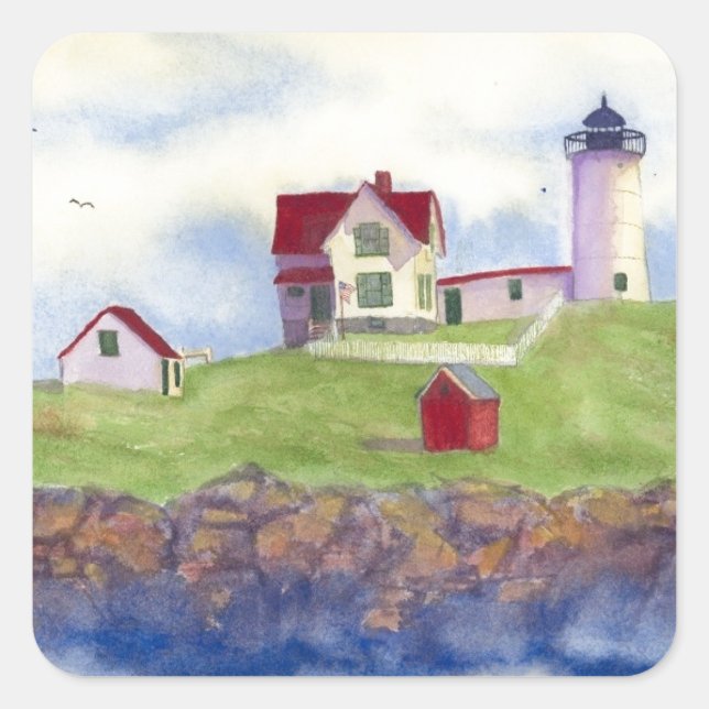 Nubble Light House York Maine Square Sticker (Front)