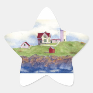 Nubble Light House York Maine Star Sticker