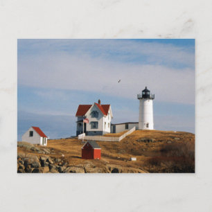Nubble Light Lighthouse York Maine Postcard