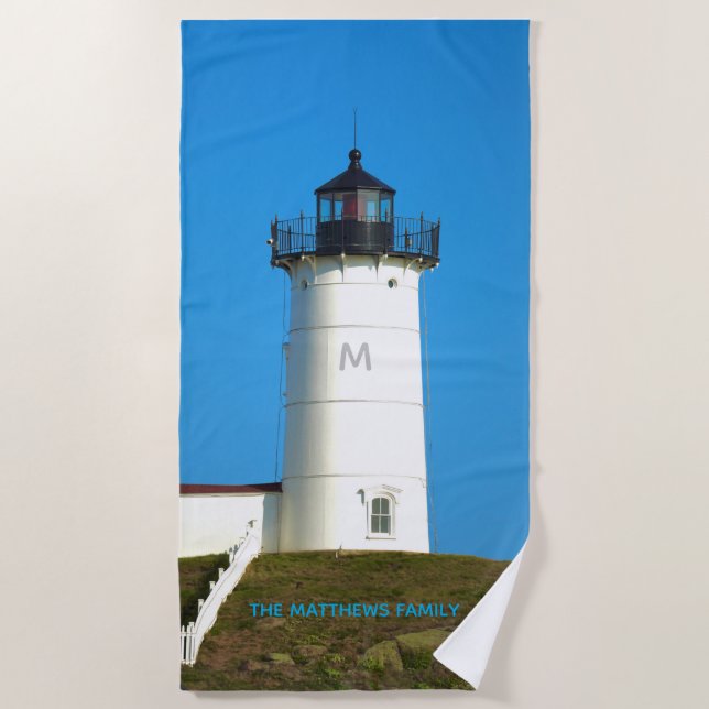 Nubble Light Maine Lighthouse Beach Towel (Front)