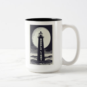 Nubble Light Maine Lighthouse Moon Two-Tone Coffee Mug