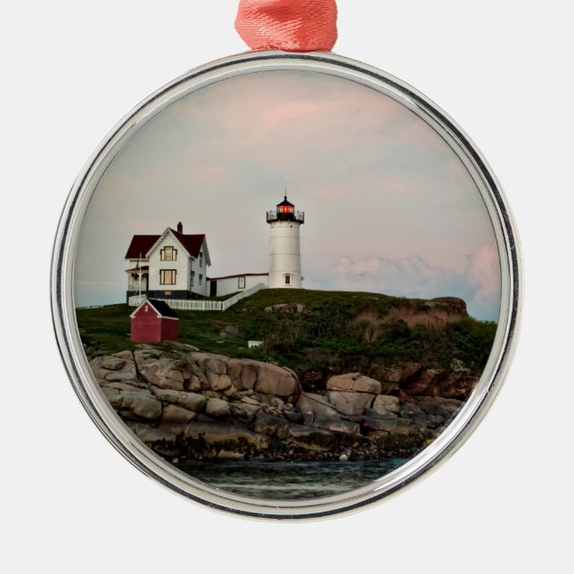 Nubble Light Sunset Ornament (Front)