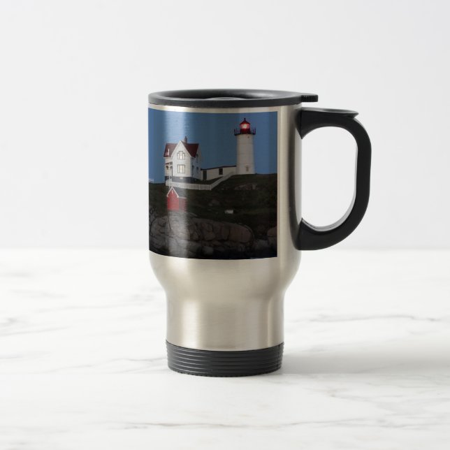 Nubble Lighthouse at Night Travel Mug (Right)
