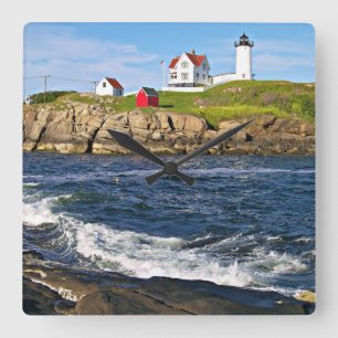 Nubble Lighthouse, Cape Neddick Maine Square Wall Clock